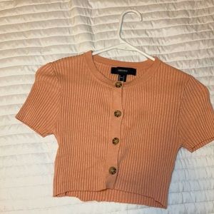 peach button up crop top. From Forever 21.